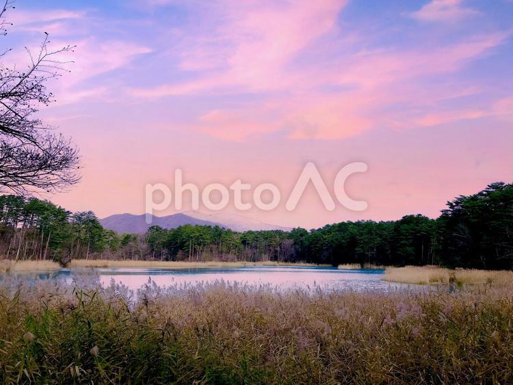秋の五色沼　福島県裏磐梯 秋,風景,景色の写真素材
