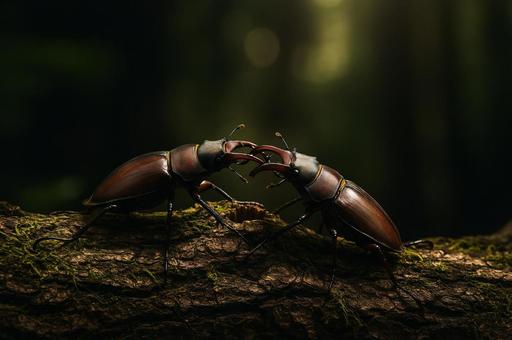 クワガタ同士の戦いの写真