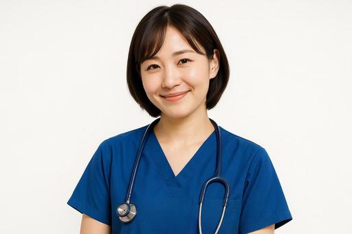 うなずいて励ます看護師 うなずいて励ます看護師の写真