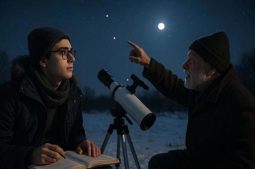 冬の星空と親子の天体観測 冬の星空と親子の天体観測の写真