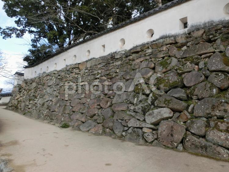 お岡山城の城壁 城の写真素材