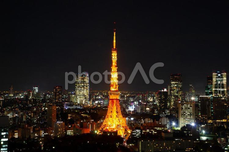 東京タワーの夜景 東京タワー,イルミネーション,東京の写真素材