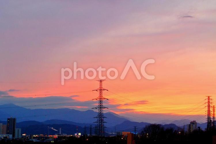 夕焼け空は言葉にできない美しさ（026） 夕日,サンセット,夕焼けの写真素材
