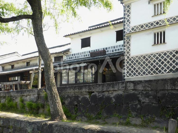 倉敷美観地区　川舟流し　舟からの風景 倉敷美観地区,川舟流し,船着き場の写真素材