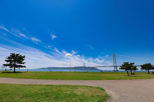明石海峡大橋 明石海峡大橋 明石海峡大橋,橋,海の写真素材