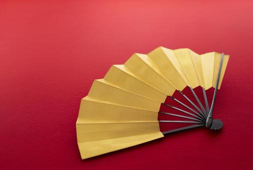 金扇子　緋毛氈 金,扇子,毛氈の写真素材