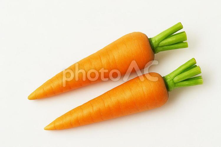 にんじん（人参）切抜き用背景白 2本 にんじん,人参,野菜の写真素材