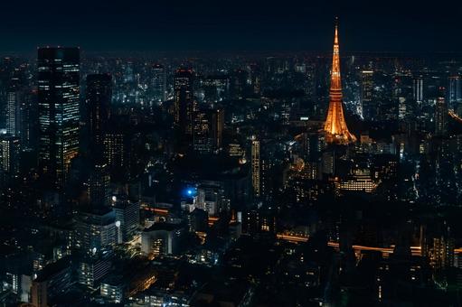 東京夜景と東京タワー 東京夜景と東京タワーの写真
