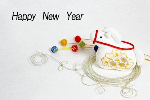 文字入り　白馬と水引の年賀状 午年年賀状,かわいい,白馬の写真素材