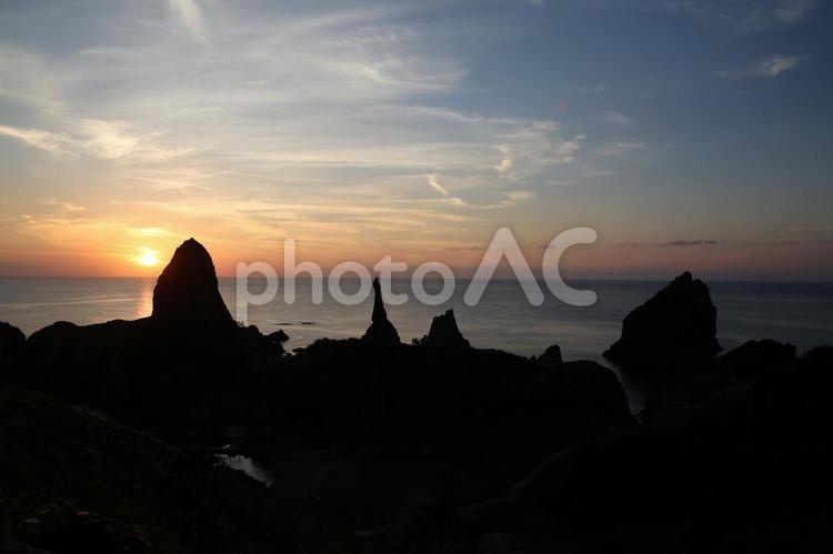 夕日と海 夕日,海,海岸の写真素材