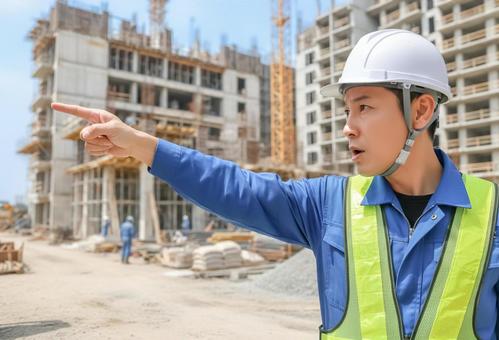 建設現場で働く男性スタッフ 男性,建設現場,作業員の写真素材