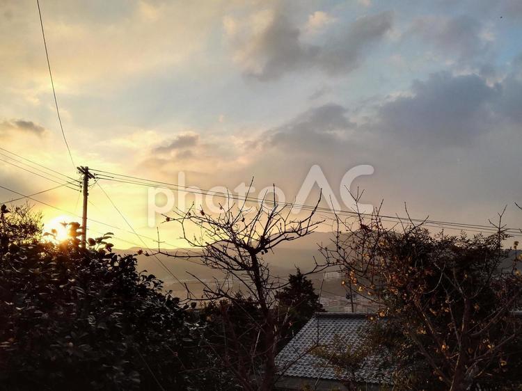 田舎の夕焼け 夕焼け,風景,自然の写真素材