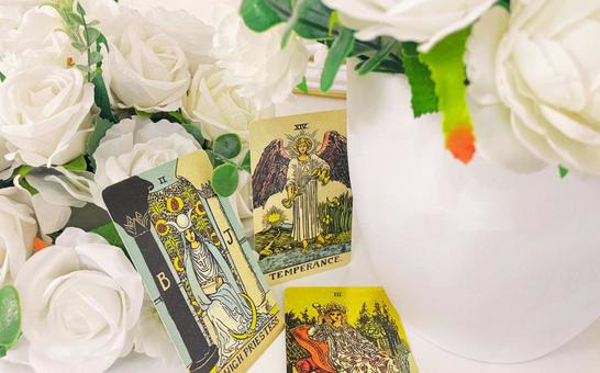 タロットカードと薔薇 タロットカードと薔薇の写真