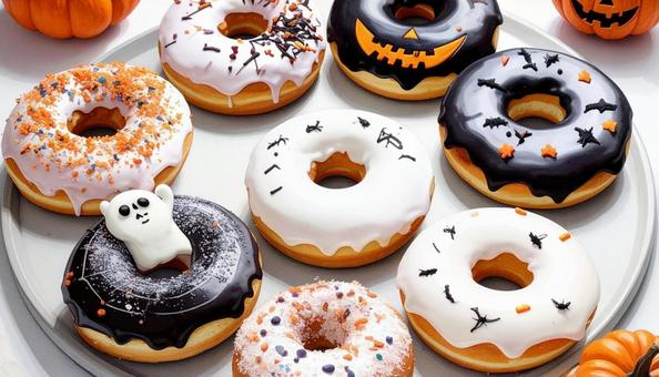 ハロウィンのデコレーションドーナツ ハロウィンのデコレーションドーナツの写真
