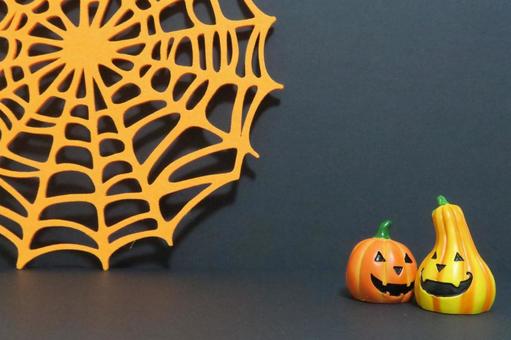 ハロウィン素材 ハロウィン素材 ハロウィン,蜘蛛の巣,かぼちゃの写真素材