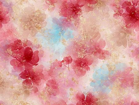 キラキラ輝く水彩風の花柄2 キラキラ輝く水彩風の花柄2の写真