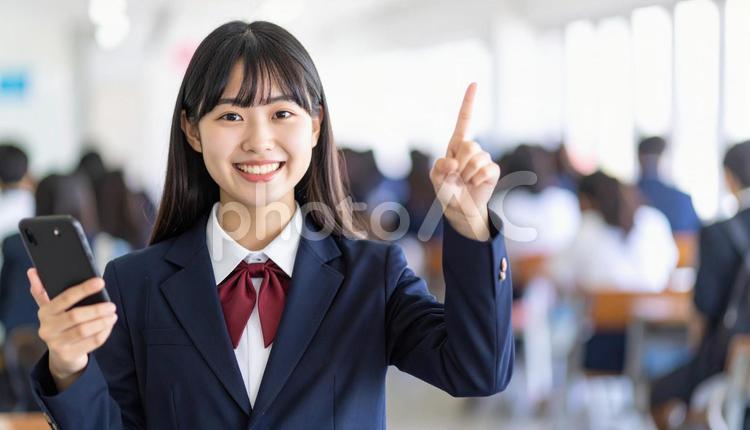 おすすめの指をさす人 女性,春,若者の写真素材