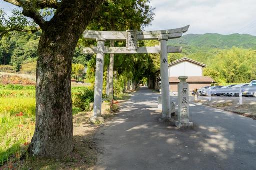 Large torii gate at Katsuragi Hitokotonushi Shrine, Nara, JPG