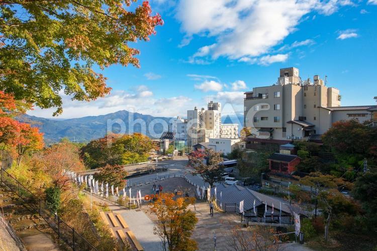 群馬県渋川市 秋の伊香保温泉石段街 伊香保,群馬,秋の写真素材