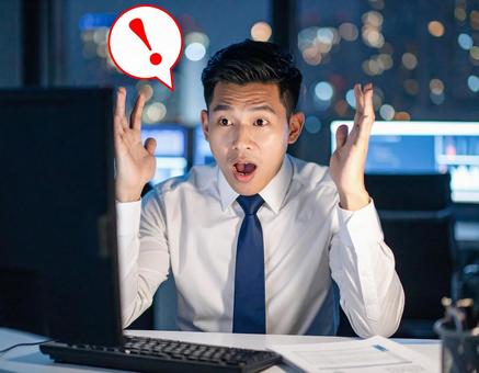 AIの成果に驚くビジネスパーソン(!付) AIの成果に驚くビジネスパーソン(!付)の写真