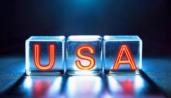 アメリカを意味するUSAの文字ブロック アメリカを意味するUSAの文字ブロックの写真