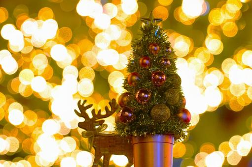 トナカイ＆Xmasツリー クリスマス,トナカイ,クリスマスツリーの写真素材