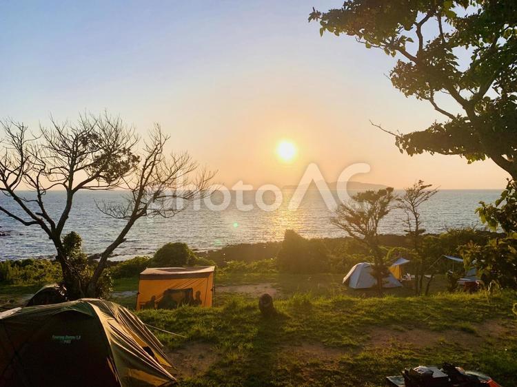 波戸岬　キャンプ場 キャンプ場,日の入り,sunsetの写真素材