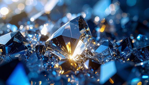光を反射するクリスタルと宝石の写真