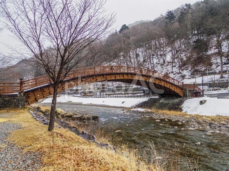 【長野県】奈良井宿・木曽の大橋 木曽の大橋,奈良井宿,中山道の写真素材