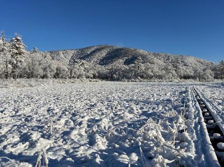 雪の草原 雪,草原,平野の写真素材
