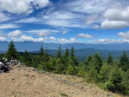 入笠山山頂からの一望風景 入笠山,山頂,山頂風景の写真素材