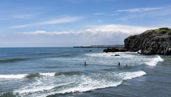 夏の海　外川の海　千葉 海,海水浴,青空の写真素材