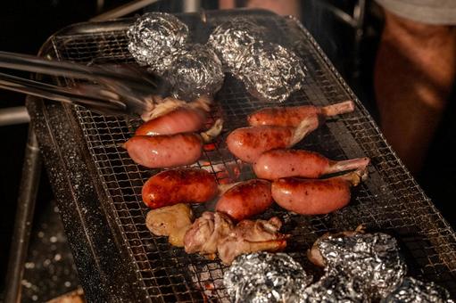 コテージバーベキュー コテージバーベキュー バーベキュー,bbq,骨付きソーセージの写真素材