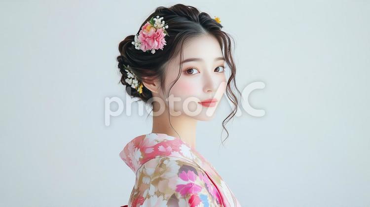 浴衣ヘアアレンジ、女性用ヘアカタログ 浴衣,女性,ヘアアレンジの写真素材