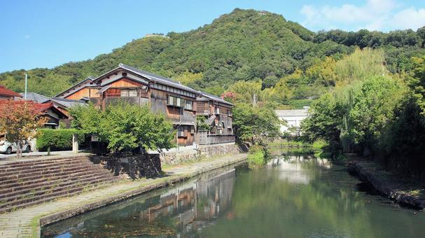 初秋の八幡堀　新町浜付近の風景 八幡堀,初秋,新町浜の写真素材