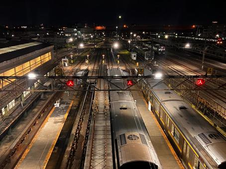 幕張夜景３ 景色,夜景,電車の写真素材