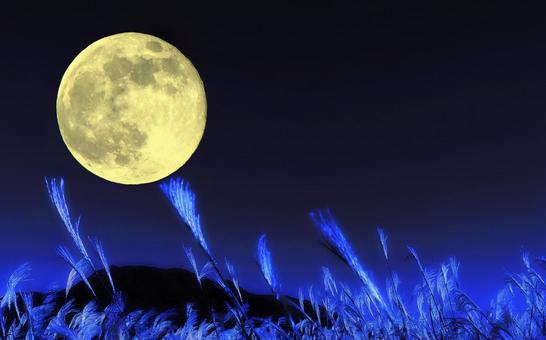 Autumn image material/Full moon, JPG