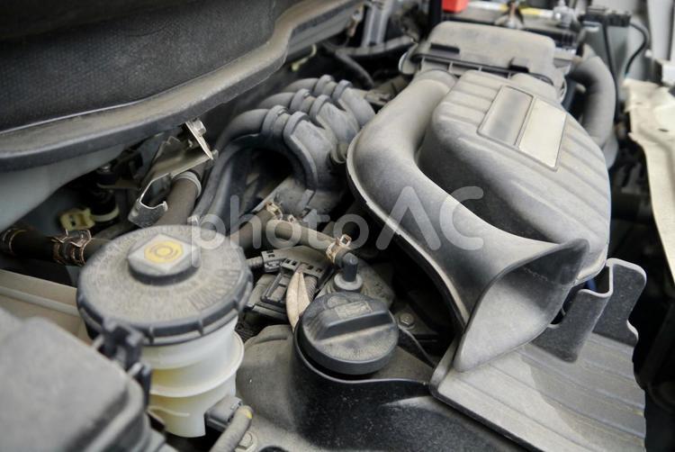 軽自動車のエンジンルーム 8 エンジンルーム,バッテリー,ボンネットの写真素材