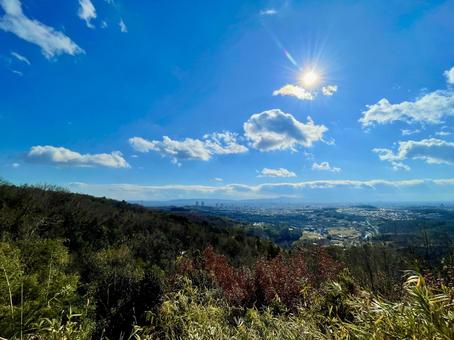 高槻市三好山からの絶景 高槻市三好山からの絶景 大阪平野,高槻市,市街地の写真素材