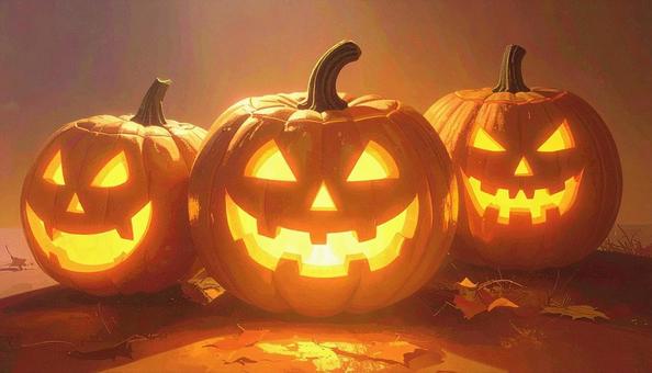 光るジャック・オ・ランタン　ハロウィンの写真