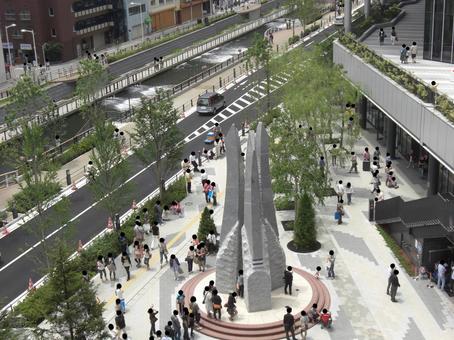 スカイツリー俯瞰-1 東京スカイツリー,俯瞰,広場の写真素材