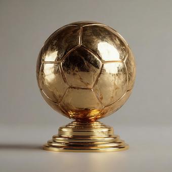 偉業を称える黄金のフットボールトロフィー 偉業を称える黄金のフットボールトロフィーの写真