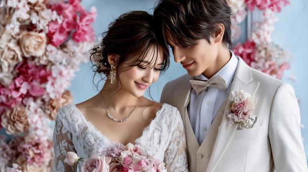 幸せ溢れる笑顔の新郎新婦のウェディング 幸せ溢れる笑顔の新郎新婦のウェディングの写真