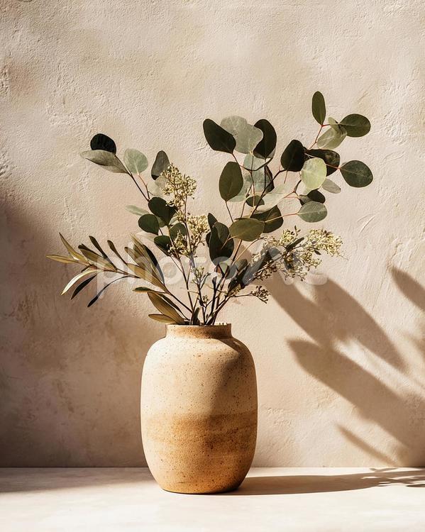 穏やかな空間を演出する植物 生け花,枝物,花瓶の写真素材