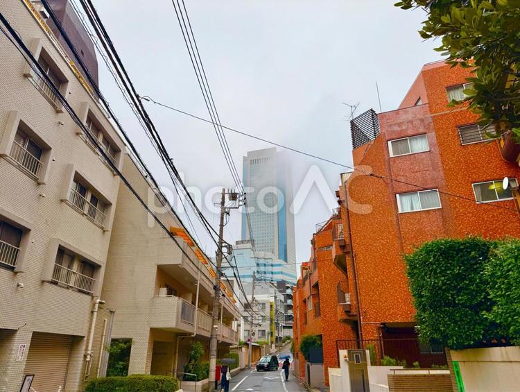 初台の住宅街とオペラシティ 空,雲,曇天の写真素材