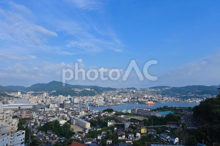 稲佐山中腹から見た長崎の港 稲佐山,長崎,港の写真素材