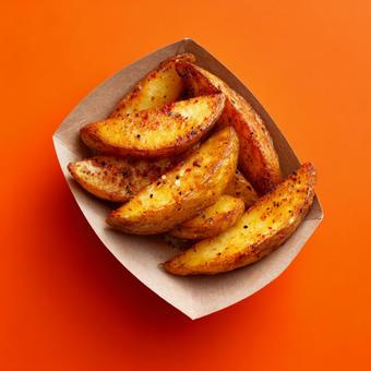 ゴールデンブラウンのポテトウェッジ ゴールデンブラウンのポテトウェッジの写真