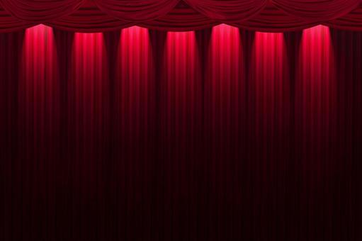 緞帳に当てるスポットライト7 舞台幕,ベルベット,背景の写真素材