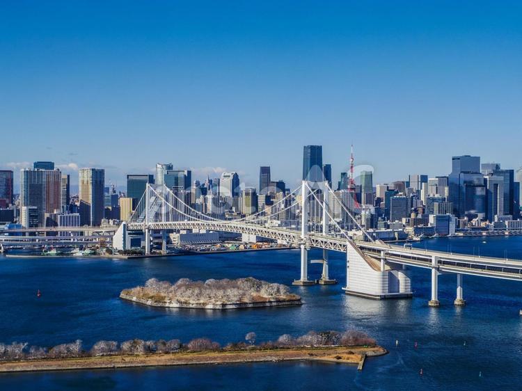 【東京都】お台場から見た東京の風景 お台場,フジテレビ,はちたまの写真素材