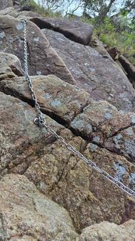 鎖場④ 登山道,難所,鎖の写真素材